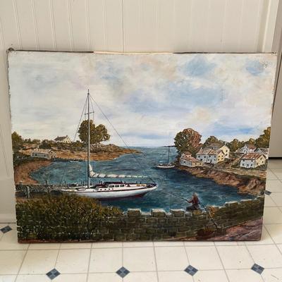 UD740 Original Acrylic Sailboat Water Scene by Ed Newnam