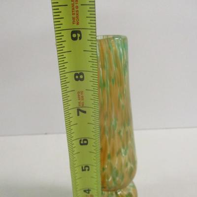 Hand Blown Multi-Color Glass Vase Approx 8 3/4" Tall #36