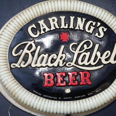 CARLINGS BLACK LABEL BEER PLASTIC SIGN. -GOOD