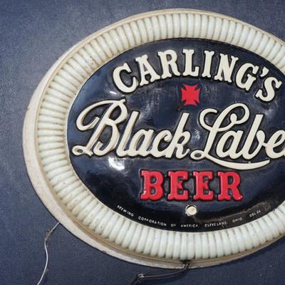 CARLINGS BLACK LABEL BEER PLASTIC SIGN. -GOOD