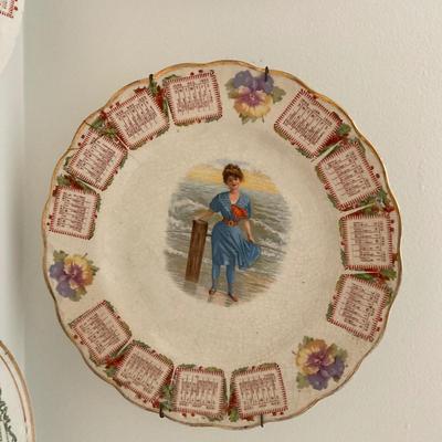 UD743 Lot of Antique Porcelain Victorian Calendar Plates