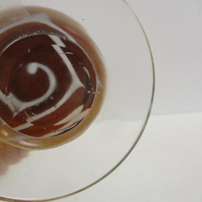 Amber Glass Swirled Footed Vase Hand Blown Approx 9" Tall #37