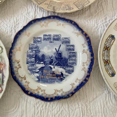 UD744 Lot of Antique Victorian Porcelain Calendar Plates