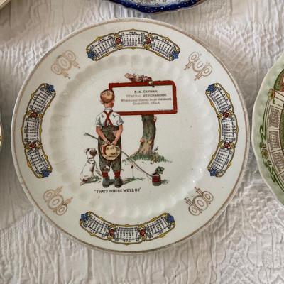 UD744 Lot of Antique Victorian Porcelain Calendar Plates