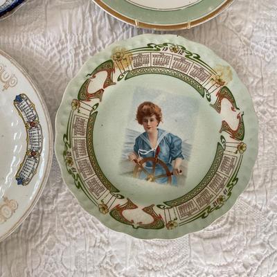 UD744 Lot of Antique Victorian Porcelain Calendar Plates