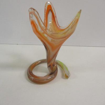 Sooner Ozark Art Glass Hand Blown Vase Approx 7 1/2" Tall #39