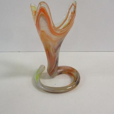 Sooner Ozark Art Glass Hand Blown Vase Approx 7 1/2" Tall #39