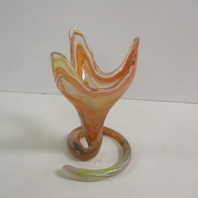 Sooner Ozark Art Glass Hand Blown Vase Approx 7 1/2" Tall #39