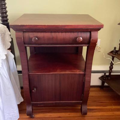 UD746 Antique Mahogany Empire Single Drawer and Door Table