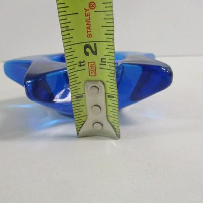 Star Face Cobalt Blue Glass Candle Holder #41
