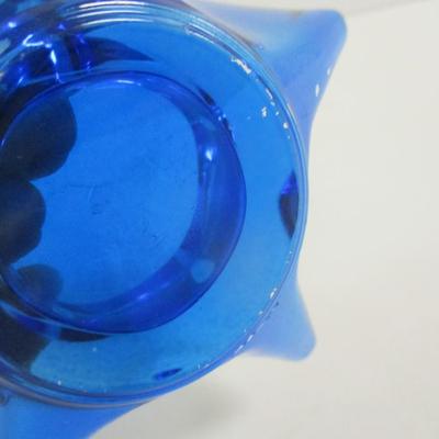 Star Face Cobalt Blue Glass Candle Holder #41