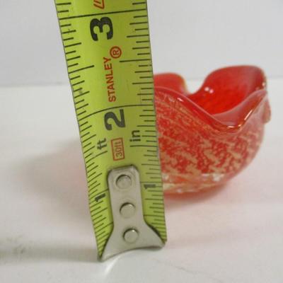 Murano Glass Bowl Silver Foil Red Italian #42