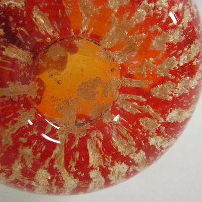 Murano Glass Bowl Silver Foil Red Italian #42