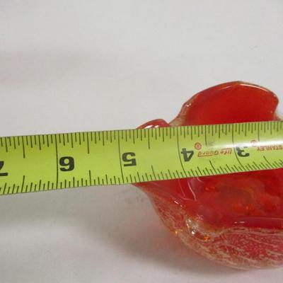 Murano Glass Bowl Silver Foil Red Italian #42