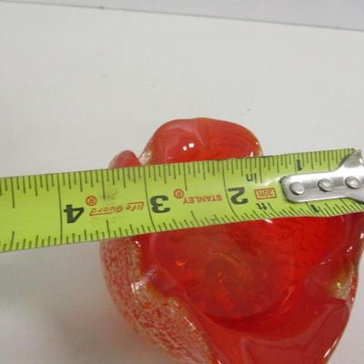 Murano Glass Bowl Silver Foil Red Italian #42