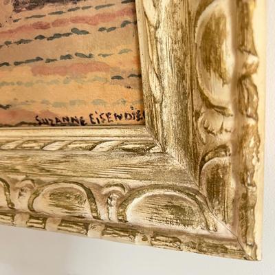 3 Vintage Carved Solid Wood Framed Prints on Board - Suzanne Eisendieck