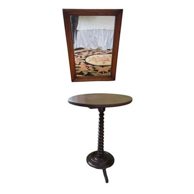 UD755 Antique Mahogany Oval Barley Twist Pedestal Table with Mirror