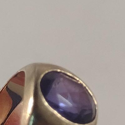 Men's 10 Karat Yellow Gold and Gemstone Ring- Size 9 1/2- Approx Weight 8.1 Grams (#34)