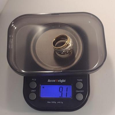 14 Karat Yellow and White Gold with Cubic Zirconia Ring- Size 6- Approx Weight 9.1 Grams (#35)