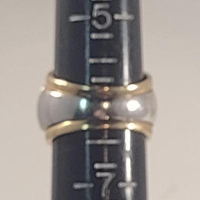 14 Karat Yellow and White Gold with Cubic Zirconia Ring- Size 6- Approx Weight 9.1 Grams (#35)