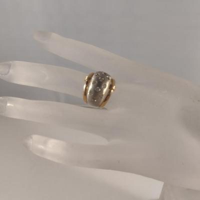 14 Karat Yellow and White Gold with Cubic Zirconia Ring- Size 6- Approx Weight 9.1 Grams (#35)