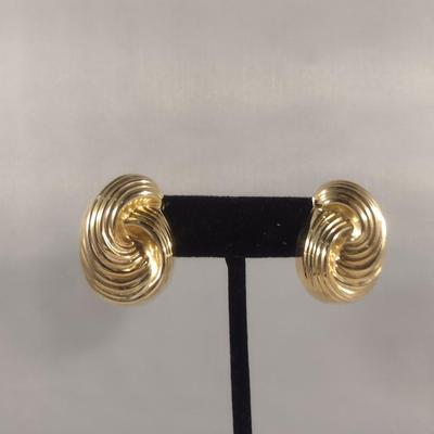 14 Karat Yellow Gold Post Earrings- Approx Weight 6.7 Grams (#39)