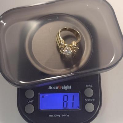 10 Karat Yellow Gold Ring with Moissanite- Size 6 1/4- Approx Weight 8.1 Grams (#38)