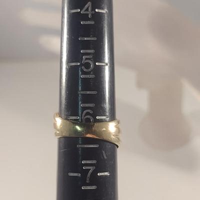 10 Karat Yellow Gold Ring with Moissanite- Size 6 1/4- Approx Weight 8.1 Grams (#38)