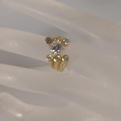 10 Karat Yellow Gold Ring with Moissanite- Size 6 1/4- Approx Weight 8.1 Grams (#38)
