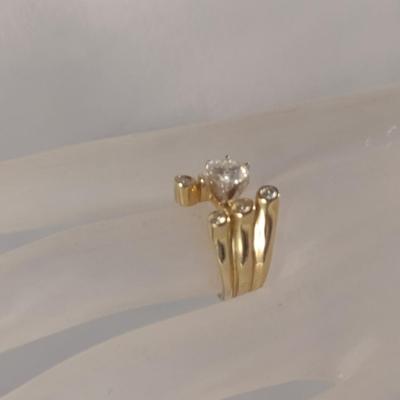 10 Karat Yellow Gold Ring with Moissanite- Size 6 1/4- Approx Weight 8.1 Grams (#38)