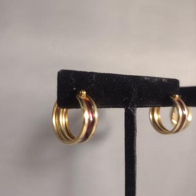 Two Pairs of 14 Karat Yellow Gold Post Earrings- Approx Weight 4.7 Grams (#41)