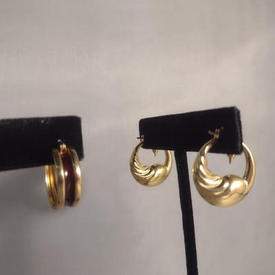 Two Pairs of 14 Karat Yellow Gold Post Earrings- Approx Weight 4.7 Grams (#41)