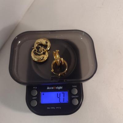 Two Pairs of 14 Karat Yellow Gold Post Earrings- Approx Weight 4.7 Grams (#41)