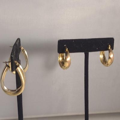Two Pairs of 14 Karat Yellow Gold Post Earrings- Approx Weight 7.9 Grams (#42)