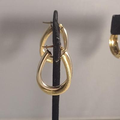 Two Pairs of 14 Karat Yellow Gold Post Earrings- Approx Weight 7.9 Grams (#42)