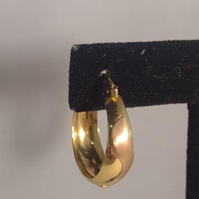 Two Pairs of 14 Karat Yellow Gold Post Earrings- Approx Weight 7.9 Grams (#42)