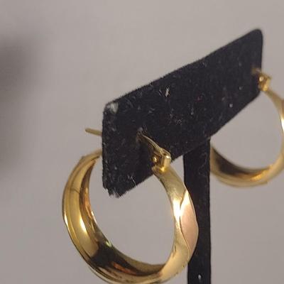 Two Pairs of 14 Karat Yellow Gold Post Earrings- Approx Weight 7.9 Grams (#42)