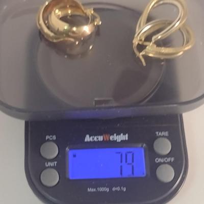 Two Pairs of 14 Karat Yellow Gold Post Earrings- Approx Weight 7.9 Grams (#42)