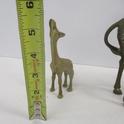 Pair Of Vintage Brass Mother & Baby Giraffe Figures