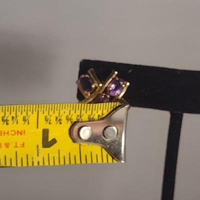 Two Pairs of 10 Karat Yellow Gold and Gemstone Post Earrings- Approx Weight 6.1 Grams (#43)
