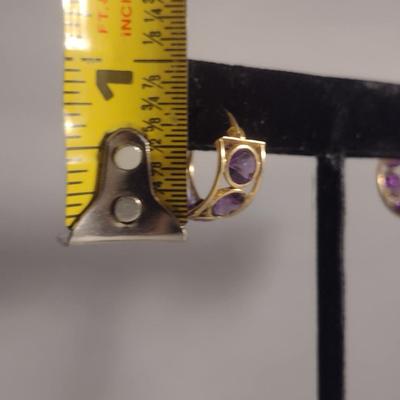 Two Pairs of 10 Karat Yellow Gold and Gemstone Post Earrings- Approx Weight 6.1 Grams (#43)