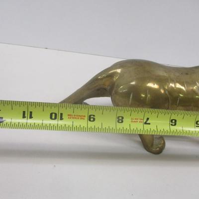 Vintage Solid Brass Hollywood Regency Or Art Deco Style Roaring Tiger