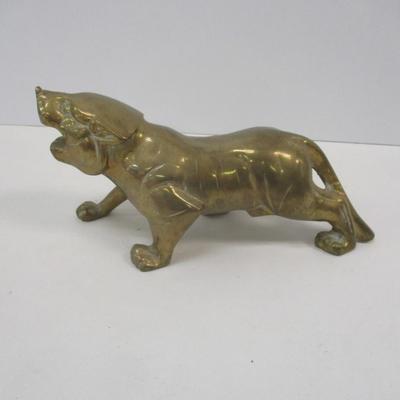 Vintage Solid Brass Hollywood Regency Or Art Deco Style Roaring Tiger