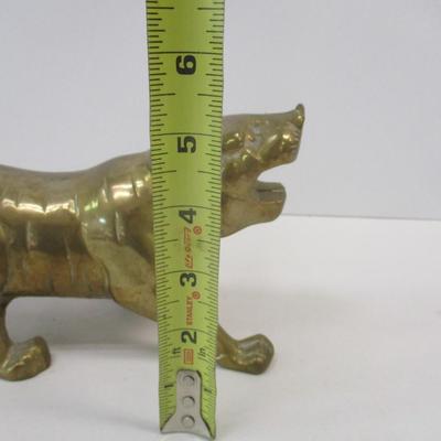 Vintage Solid Brass Hollywood Regency Or Art Deco Style Roaring Tiger
