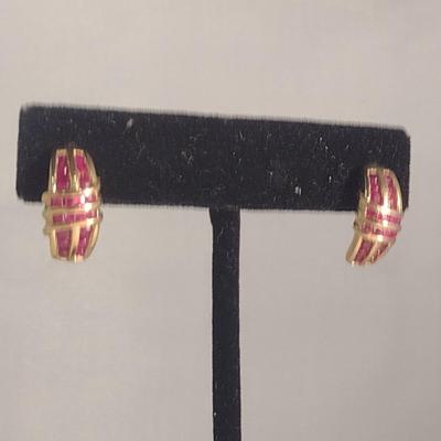Pair of 10 Karat Yellow Gold and Gemstone Post Earrings- Approx Weight 3.8 Grams (#44)