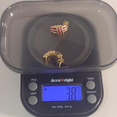 Pair of 10 Karat Yellow Gold and Gemstone Post Earrings- Approx Weight 3.8 Grams (#44)