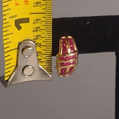 Pair of 10 Karat Yellow Gold and Gemstone Post Earrings- Approx Weight 3.8 Grams (#44)