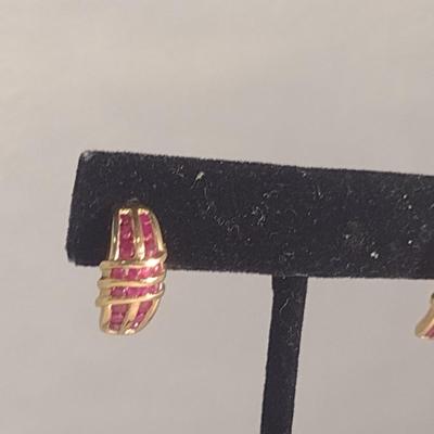 Pair of 10 Karat Yellow Gold and Gemstone Post Earrings- Approx Weight 3.8 Grams (#44)
