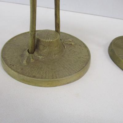 Pair Of Brass Birds Heron Cranes 11 1/2" Tall