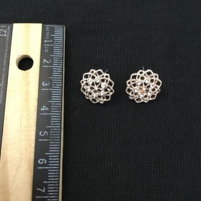 Rose, gold, toned, filagree, studded, dainty earrings